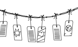 Illustration of multiple tags hanging off a chain garland