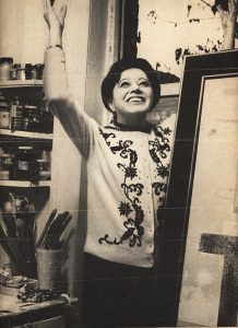 Irene Rice Pereira at easel, 1950