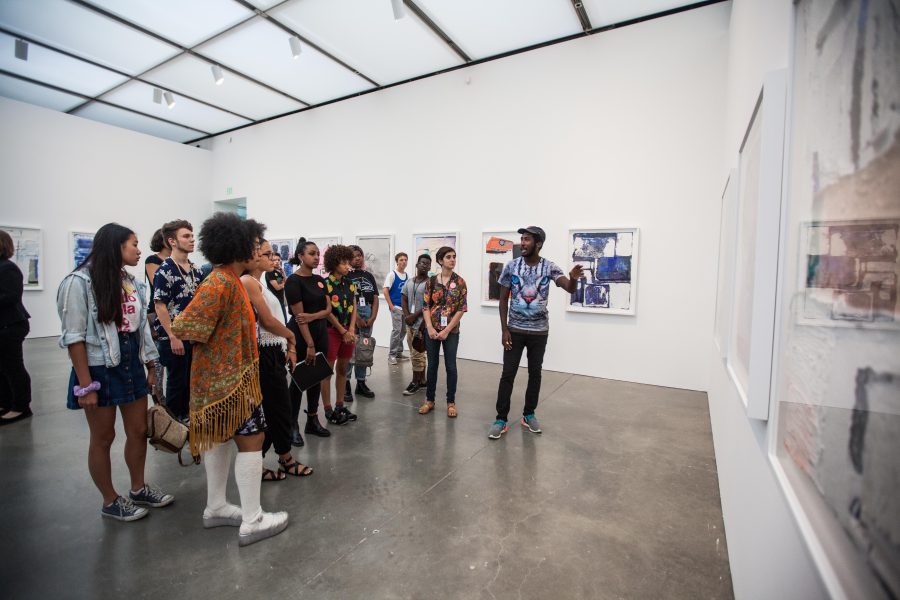 Teens at 2015 ICA Teen Convening in the galleries looking at art