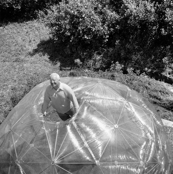 Hazel Larsen Archer, Buckminster Fuller inside His Geodesic Dome, 1949