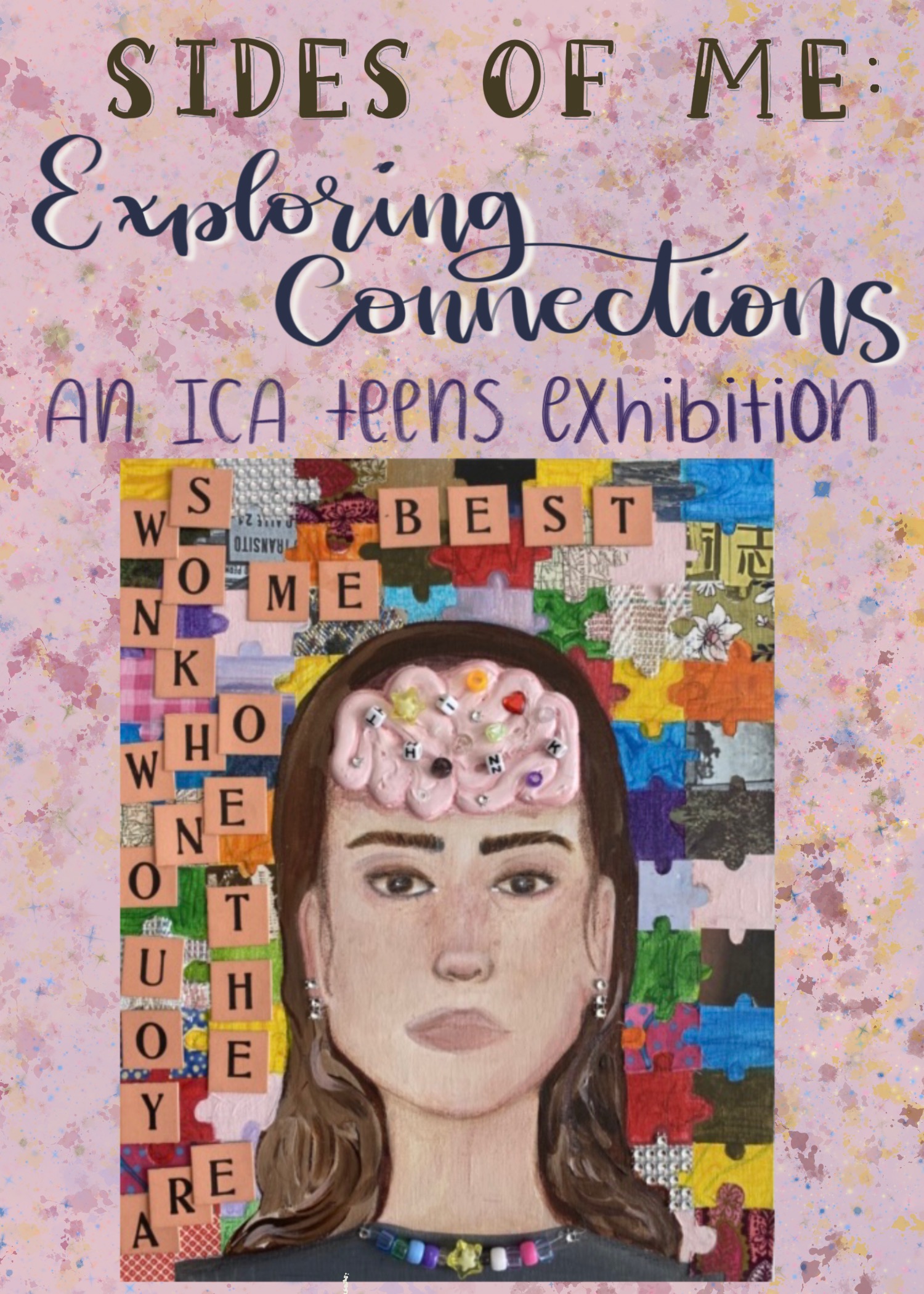 Poster for event with digital collage of an illustrated girl