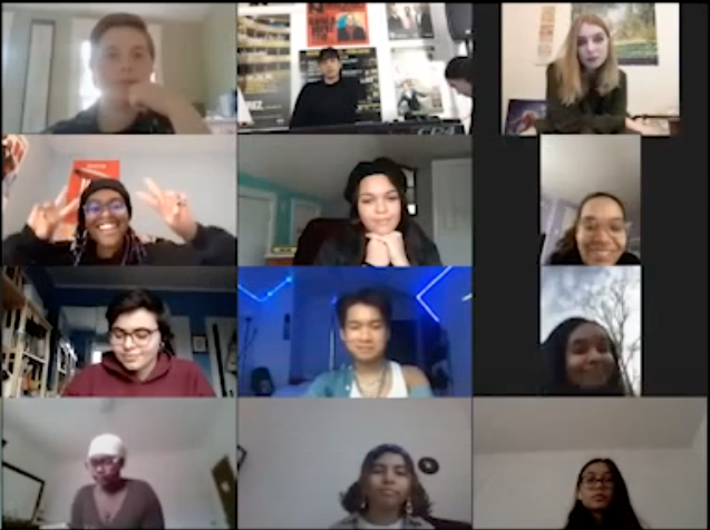 A group of young people meeting virtually over Zoom