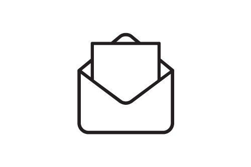 Icon of paper in open envelope. 