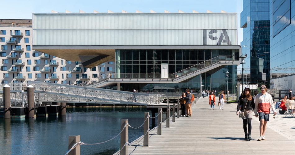 Outside shot of ICA with people walking around