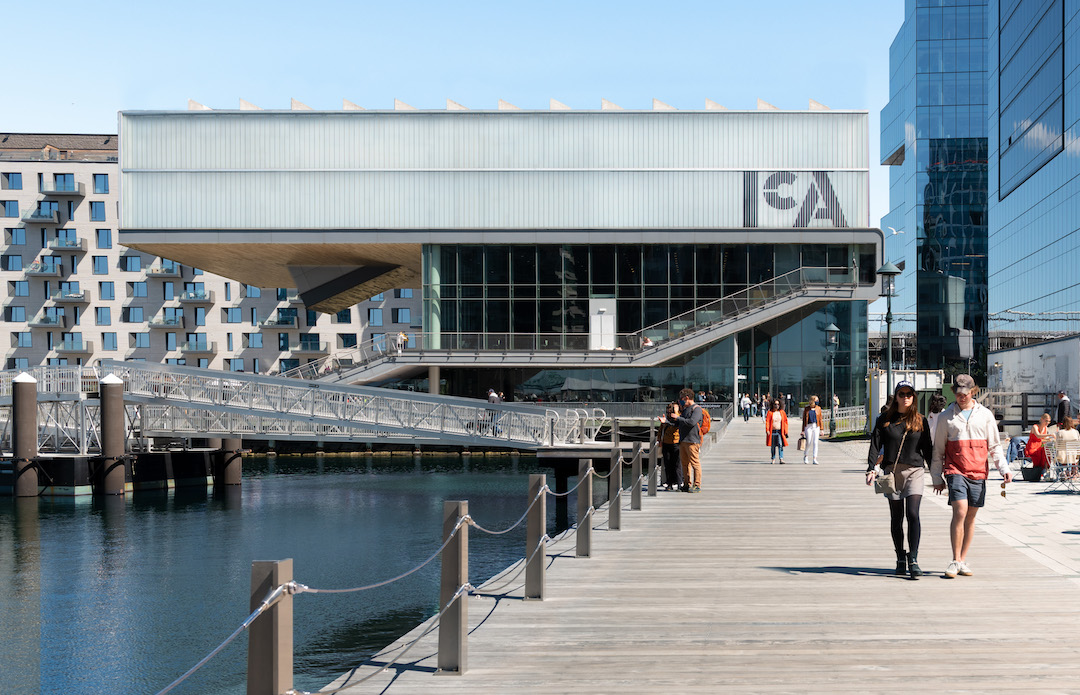 Outside shot of ICA with people walking around